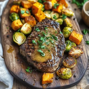 Prepare to indulge in a culinary experience that tantalizes the taste buds with the Sizzling Garlic Butter Steak accompanied by perfectly roasted Brussels sprouts and sweet potatoes. This dish is not just a meal; it’s a celebration of flavors that seamlessly blend the richness of ribeye steak with the vibrant, earthy notes of seasonal vegetables. Whether you’re planning a cozy dinner for two or a gathering with friends and family, this savory creation is sure to leave a lasting impression.