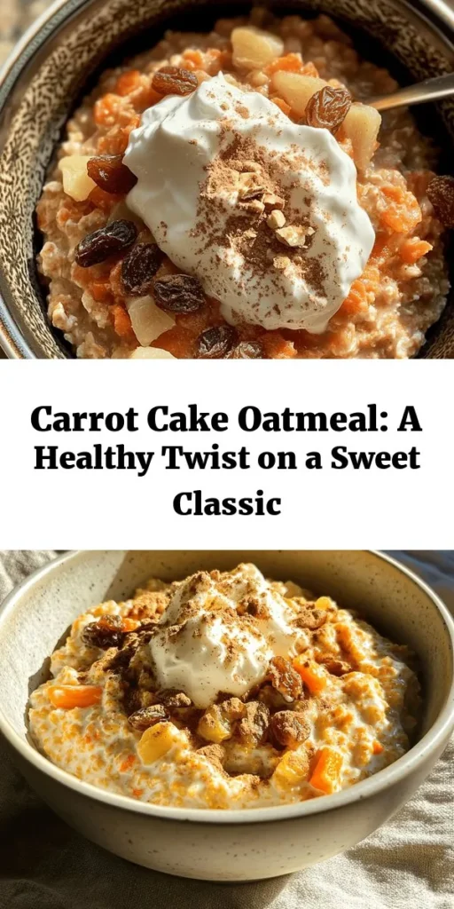 Start your day on a delicious note with this Carrot Cake Oatmeal recipe! Merging the comforting flavors of carrot cake with the wholesome goodness of oats, this nutritious breakfast is perfect for busy mornings. Packed with fiber, vitamins, and healthy fats, it's a sweet treat that nourishes your body and pleases your palate. Dive into this delightful bowl and enjoy a healthier twist on a classic favorite! #CarrotCakeOatmeal #HealthyBreakfast #OatmealRecipe #NutritiousTwist #MorningDelight