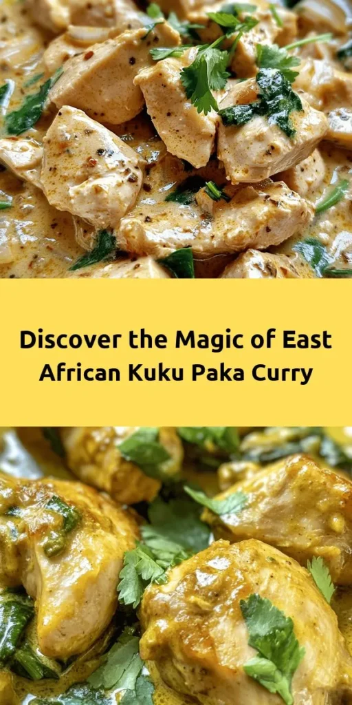 Discover the rich flavors of East Africa with Kuku Paka, a delightful chicken curry that combines tender meat with creamy coconut milk and aromatic spices. A staple in Kenyan and Tanzanian cuisine, this dish showcases the region's vibrant culinary heritage and is perfect for gatherings. Elevate your meals and create lasting memories by trying this comforting dish that celebrates culture and community. #KukuPaka #EastAfricanCuisine #CoconutCurry #ComfortFood #CulinaryJourney #FoodieAdventures