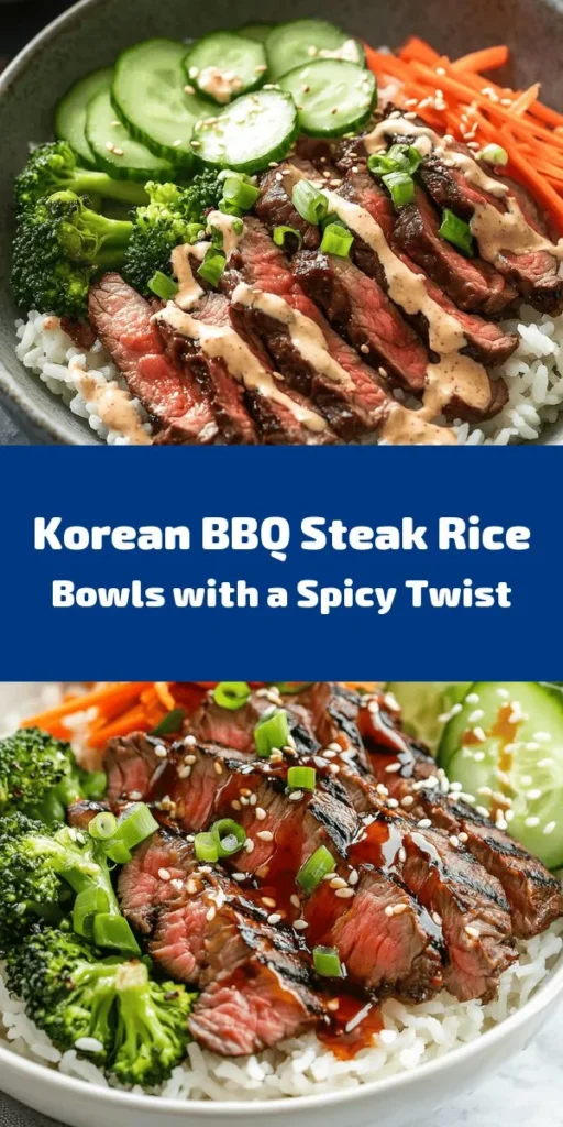 Discover the vibrant flavors of Korean BBQ with these delicious Steak Rice Bowls topped with a spicy cream sauce. Perfect for a weeknight dinner or gatherings, this dish features tender marinated steak, fresh veggies, and a kick from gochujang. Easy to prepare and customizable to your taste, it's a satisfying meal that embraces the essence of Korean cuisine. Dive in and elevate your dining experience with every bite! #KoreanBBQ #SteakRiceBowl #Foodie #Delicious #Recipe #HomeCooking #SpicySauce