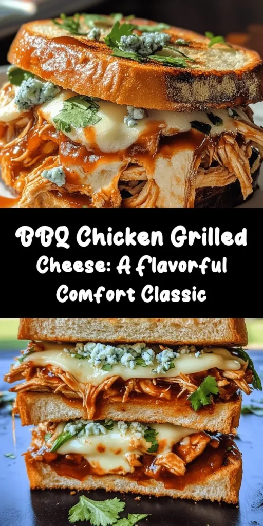 Discover the mouthwatering delight of BBQ Chicken Grilled Cheese, a perfect comfort food that combines melty cheese with savory BBQ chicken. This quick and easy recipe is ideal for busy weeknights or game day feasting, featuring crispy sourdough bread, tender shredded chicken, and your favorite BBQ sauce. Get ready to impress your family and friends with this flavorful twist on a classic sandwich! #GrilledCheese #BBQChicken #ComfortFood #EasyRecipes #Sourdough #Foodie #Yummy