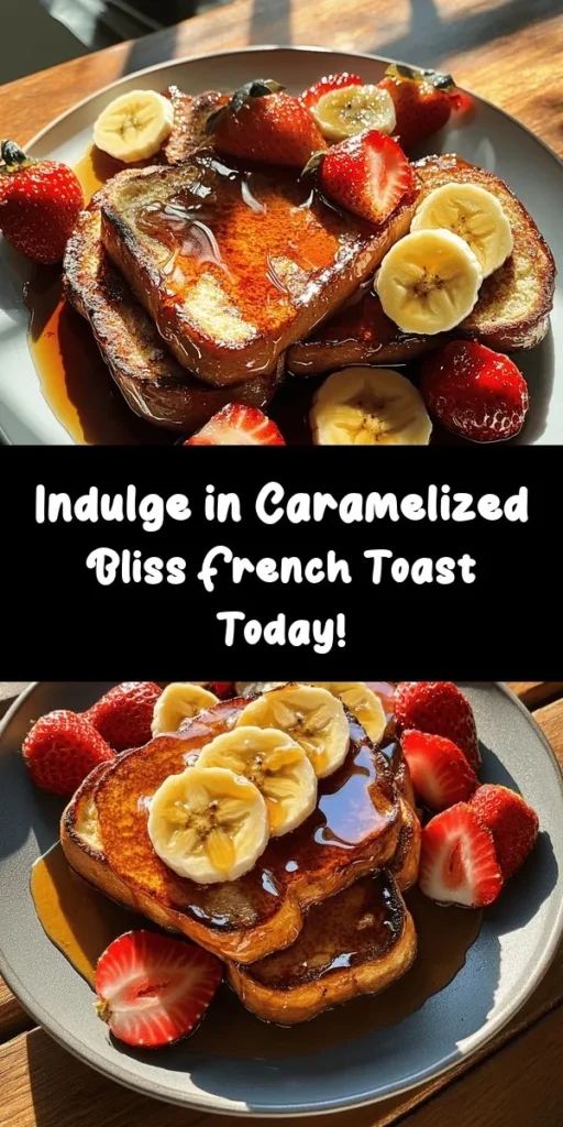 Indulge in a delightful twist on a breakfast classic with Caramelized Bliss French Toast! This easy recipe transforms thick slices of brioche or challah into a golden-brown masterpiece, coated in a rich caramelized sugar crust. Perfect for special occasions or leisurely weekends, it combines the comfort of tradition with gourmet flair. Top with fresh fruit and maple syrup for a truly unforgettable brunch experience. #FrenchToast #BreakfastIdeas #BrunchRecipe #ComfortFood #HomemadeDelights #FoodieFavorites