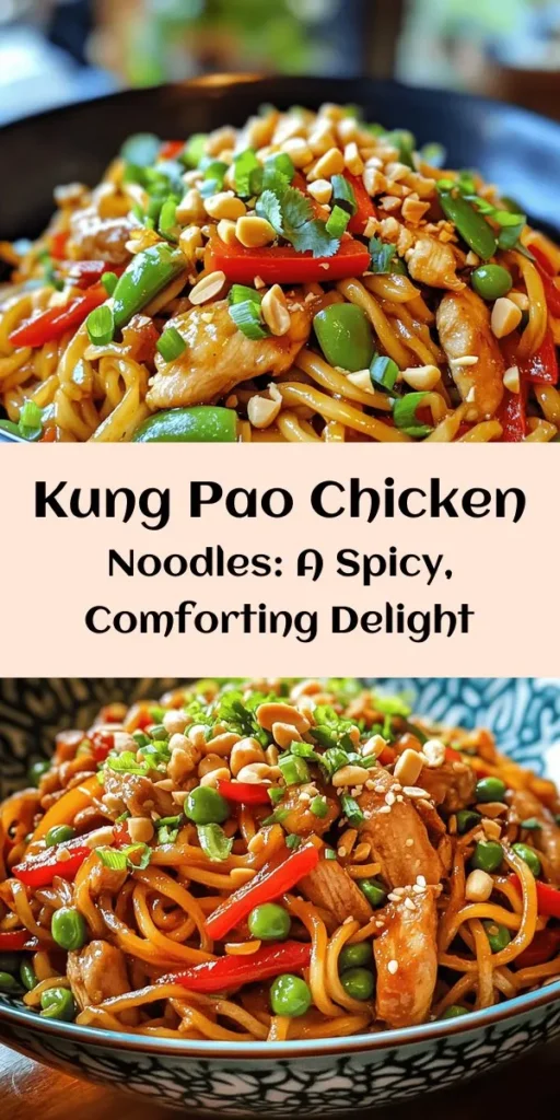 Discover the vibrant flavors of Asia right in your kitchen with this easy Kung Pao Chicken Noodles recipe! This delightful dish combines tender chicken, chewy egg noodles, and a medley of fresh vegetables, all tossed in a spicy-sweet sauce. Perfect for a wholesome meal, it's packed with nutrients and bursting with excitement. Try making it tonight and elevate your cooking game! #KungPaoChicken #Noodles #AsianCuisine #HomeCooking #DeliciousEats #Foodie #Recipe #HealthyMeals