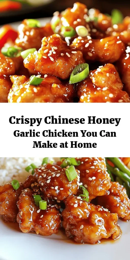 Discover the irresistible flavors of Crispy Chinese Honey Garlic Chicken with this easy-to-follow recipe! This dish combines juicy chicken thighs coated in a crunchy mixture, perfectly glazed with a sweet and savory honey garlic sauce. A great choice for family dinners or casual gatherings, it's sure to impress. Dive into the world of homemade Chinese cuisine and enjoy the satisfaction of creating your favorite takeout dish right at home! #HoneyGarlicChicken #ChineseCuisine #HomemadeTakeout #CookingAtHome #FoodLovers