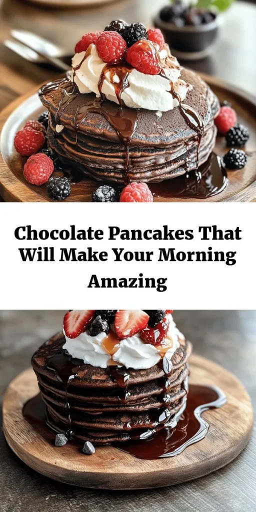 Start your day with the most amazing chocolate pancakes that are fluffy, rich, and incredibly delicious! Perfect for special occasions or just a sweet craving, these pancakes can be customized with toppings like whipped cream, berries, or maple syrup. Easy to make for cooks of any level, each bite is a delightful experience. Dive into this tasty recipe and enjoy a breakfast treat that everyone will love! #ChocolatePancakes #BreakfastIdeas #SweetTreats #Brunch #PancakeRecipe #FoodieFun