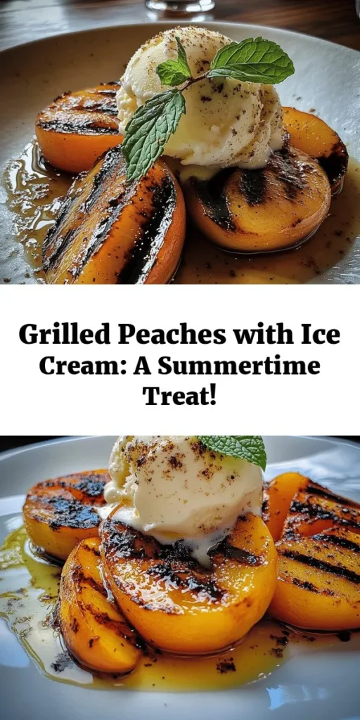 Savor the taste of summer with grilled peaches topped with creamy vanilla ice cream! This delightful dessert combines the sweetness of perfectly grilled peaches with a hint of smokiness, creating a flavor explosion. Simple to make and sure to impress at any gathering, learn how to choose the right peaches, season them perfectly, and grill them to perfection. Enjoy this easy summer treat today! #GrilledPeaches #SummerDessert #EasyRecipes #VanillaIceCream #Grilling