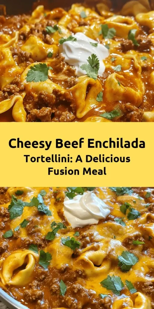 Taste the fusion of Italian and Mexican cuisines with this Cheesy Beef Enchilada Tortellini recipe! Enveloping tender tortellini in a rich beef filling and cheesy sauce makes for a quick, hearty meal ready in under 30 minutes. It's comfort food at its finest! Perfect for busy weeknights or family gatherings, this dish combines savory, cheesy goodness with delightful spices. Try it today! #CheesyBeefEnchilada #Tortellini #FusionFood #ComfortFood #QuickRecipes #DinnerIdeas