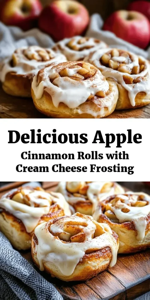 Indulge in the warm, comforting flavors of homemade apple cinnamon rolls topped with silky cream cheese frosting. This delightful recipe fills your kitchen with the sweet aroma of cinnamon and apples, making it a perfect treat for brunch or family gatherings. Easy to make and irresistibly delicious, these rolls are sure to impress! Gather your ingredients and enjoy a heartwarming baking experience. #AppleCinnamonRolls #Baking #ComfortFood #HomemadeTreats #DessertLovers