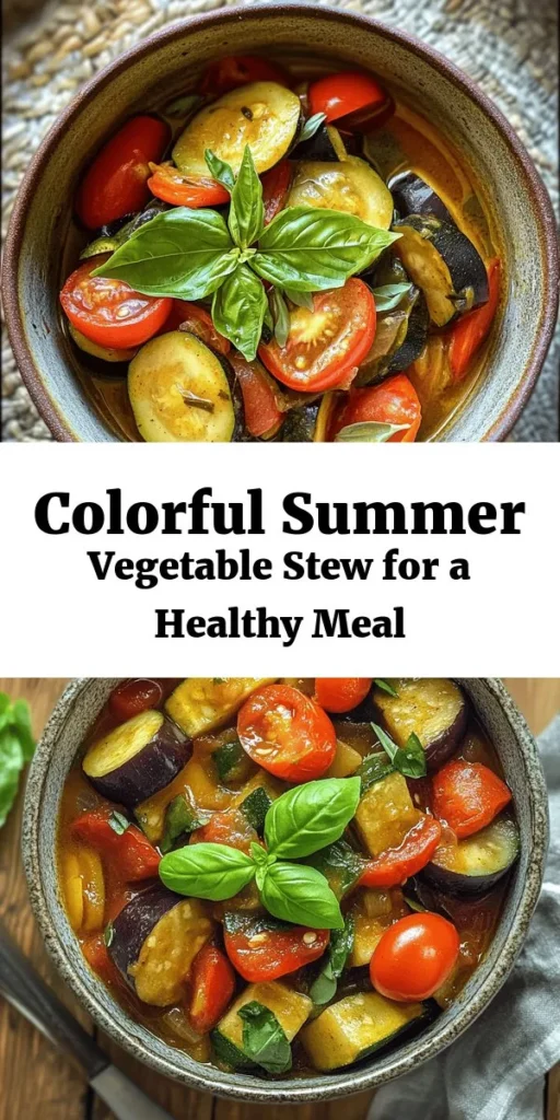 Embrace the flavors of summer with this vibrant Summer Vegetable Stew! Packed with fresh, seasonal veggies like zucchini, bell peppers, and cherry tomatoes, this dish is not only a feast for the eyes but also a healthy treat full of vitamins and antioxidants. Perfect for any occasion, it's easy to customize and great for using up leftovers! Enjoy it as a light lunch or a hearty dinner. Try it today for a taste of summer goodness! #SummerStew #HealthyEating #VegetableRecipes #FarmFresh #CleanEating #CookingInspiration