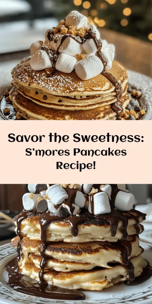 Start your day with a delightful twist on a classic favorite! These S’mores Pancakes combine fluffy pancake goodness with the nostalgic flavors of campfire treats—think gooey marshmallows, rich chocolate, and crunchy graham crackers. Perfect for breakfast or brunch, this recipe is easy to make and sure to impress your family and friends. Indulge in this sweet breakfast adventure and satisfy your cravings! #SmoresPancakes #BreakfastIdeas #BrunchRecipes #SweetTooth #HomemadeDelight