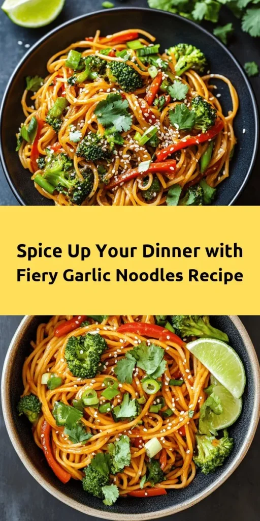 Discover the ultimate flavor experience with Fiery Garlic Noodles! This versatile dish combines the heat of garlic and chili with a savory sauce that will delight your taste buds, making it perfect for any occasion. Whether served as a main or side, these noodles are easy to make and customizable to fit your spice level. Add fresh vegetables for extra crunch and nutrition. Elevate your next meal with this delicious recipe! #FieryGarlicNoodles #SpicyFood #NoodleRecipes #EasyMeals #Foodie