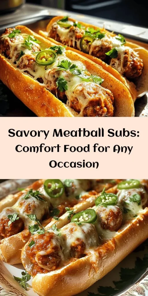 Discover the deliciousness of Savory Meatball Subs Delight! This comforting recipe brings together tender meatballs, rich marinara sauce, and melted cheese in a perfectly toasted sub roll. Perfect for family dinners or casual gatherings, these subs can be customized to suit any palate. Learn the basics of meatball preparation, spice up your cooking skills, and enjoy a hearty meal that's sure to impress! #MeatballSubs #ComfortFood #HomemadeDelight #Foodie #RecipeInspiration