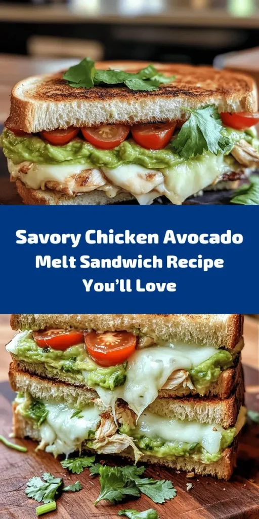 Discover the ultimate comfort food with the Chicken Avocado Melt Sandwich! Packed with tender chicken, creamy avocado, and gooey cheese, all ensconced in warm sourdough bread, this delicious sandwich is not only easy to make but also healthy and satisfying. Perfect for lunch or dinner, it’s a crowd-pleaser everyone will love. Elevate your sandwich game today! #ChickenAvocadoMelt #HealthyRecipes #ComfortFood #SandwichLovers #Easy meals #Foodie #QuickRecipes
