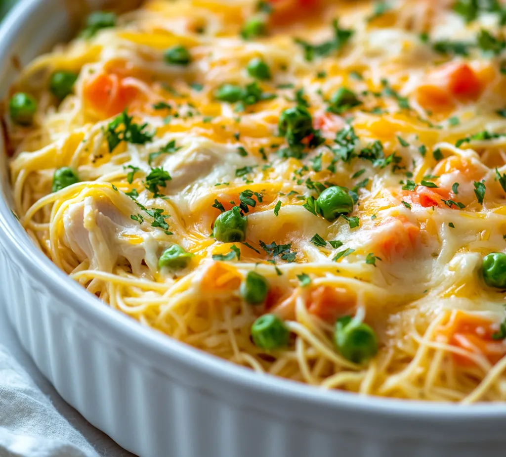 The Creamy Angel Chicken Bake Delight offers a harmonious blend of flavors and textures, perfect for a comforting family meal or a cozy gathering with friends. This dish brings together tender chicken, creamy sauces, and the delightful bite of angel hair pasta, making it a go-to recipe for anyone in search of simplicity and delicious taste. With the combination of succulent chicken breast and vibrant, frozen vegetables enveloped in a rich, umami-packed mushroom soup base, every bite is both satisfying and indulgent.