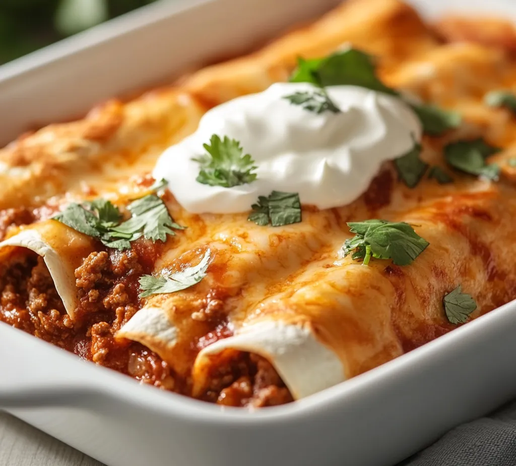 Cheesy beef enchiladas are a beloved comfort food that brings warmth and satisfaction to the dinner table. These delicious rolled tortillas, filled with a flavorful mixture of seasoned beef and beans, are enveloped in rich, tangy enchilada sauce and topped with melted cheese. Perfect for family meals or casual gatherings, cheesy beef enchiladas allow you to savor every bite as they deliver a delightful combination of flavors and textures.