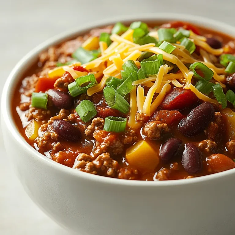 Chili has long been a beloved dish, cherished for its rich and hearty flavor that warms both heart and soul. This Robust Slow-Cooked Chili Delight is no exception, offering a delightful combination of textures and tastes that make it a perfect comfort food. It's a dish that comes alive through the magic of slow cooking, allowing the ingredients to meld and develop deeper flavors over time. Whether you're gathering friends for a game night or enjoying a cozy evening in, this chili stands out as a satisfying main course that everyone will relish.