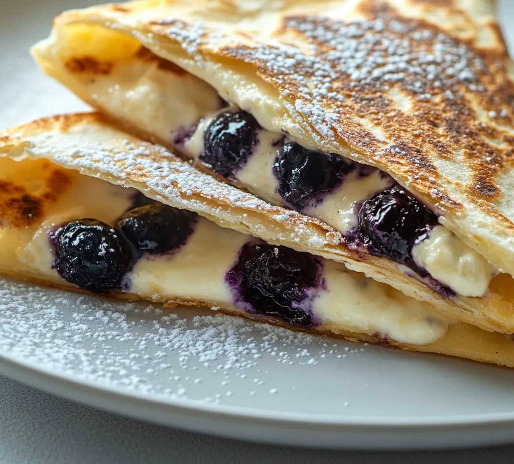 The Blueberry Breakfast Quesadilla Delight is a unique and delicious twist on traditional breakfast options. Imagine biting into a warm, crispy tortilla filled with a creamy mixture of cream cheese, Greek yogurt, and fresh blueberries, all enhanced with the sweet notes of honey and a hint of cinnamon. This dish perfectly balances sweetness and creaminess, making it a delightful start to any day.