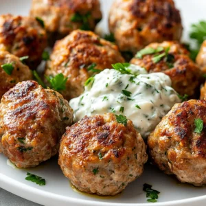 Savory Greek Turkey Meatballs with Tzatziki Sauce bring a touch of the Mediterranean into your home kitchen, offering vibrant flavors that are both satisfying and nutritious. Originating from the heart of Greek cuisine, these meatballs are notable for their rich blend of herbs and spices, perfectly paired with a creamy, tangy tzatziki sauce that elevates the overall dining experience. Made from ground turkey and whole wheat breadcrumbs, this dish represents a delicious fusion of health and flavor, making it an ideal option for family dinners or casual gatherings.