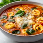 Exploring the warmth and comfort of a classic tomato soup, this Hearty Tomato Tortellini Soup Extravaganza elevates the traditional recipe into a delightful meal. Infused with the richness of crushed tomatoes, the earthiness of herbs, and the delicate texture of cheese tortellini, this soup is more than just a starter; it’s a hearty dish that can easily stand alone. The addition of fresh spinach not only enhances the flavor but also packs the dish with essential nutrients, making it a wholesome choice for any meal.