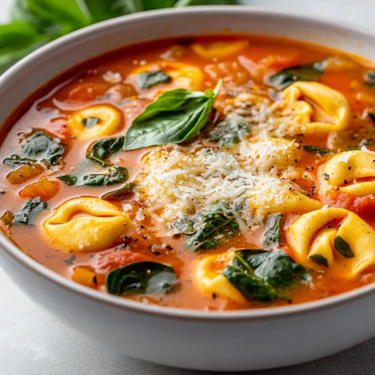 Exploring the warmth and comfort of a classic tomato soup, this Hearty Tomato Tortellini Soup Extravaganza elevates the traditional recipe into a delightful meal. Infused with the richness of crushed tomatoes, the earthiness of herbs, and the delicate texture of cheese tortellini, this soup is more than just a starter; it’s a hearty dish that can easily stand alone. The addition of fresh spinach not only enhances the flavor but also packs the dish with essential nutrients, making it a wholesome choice for any meal.