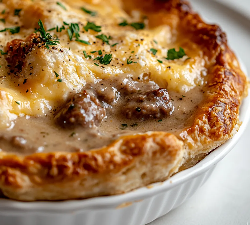 The Savory Sausage, Gravy, and Biscuit Pie is a delightful combination of flavors and textures that brings comfort food to a whole new level. It’s a warm, hearty dish that perfectly marries the richness of breakfast sausage with the creaminess of homemade gravy, all encased in a fluffy biscuit crust. This dish is not only satisfying but also versatile, making it suitable for breakfast, lunch, or dinner.