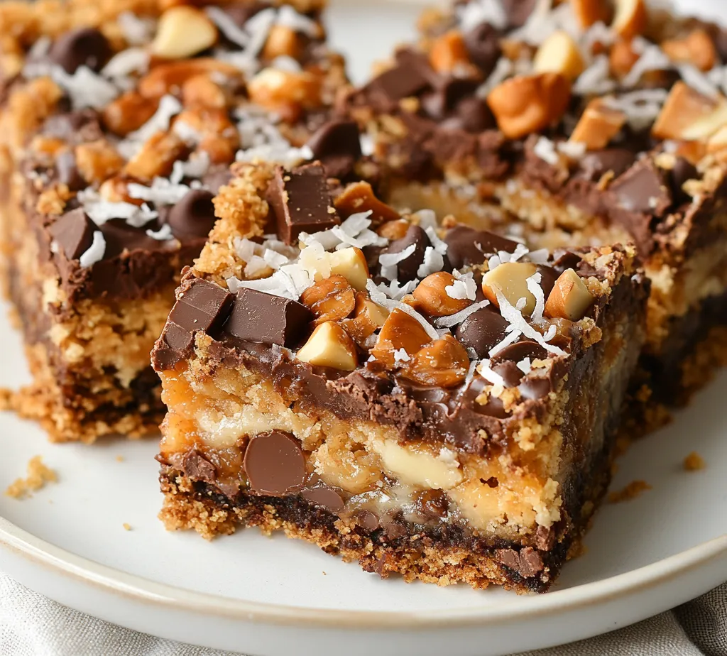 The enchantment of cookies reaches new heights with the delightful Enchanted Cookie Bar Extravaganza. These cookie bars blend a rich variety of flavors that will captivate your taste buds and become a beloved treat at any gathering. Ideal for both casual family gatherings and festive occasions, this recipe effortlessly merges ingredients that create a heavenly, layered masterpiece. Each bite offers a tantalizing mix of sweetness from the chocolate and butterscotch, a satisfyingly crunchy texture from the graham cracker base and nuts, and a hint of richness from the sweetened condensed milk and coconut.