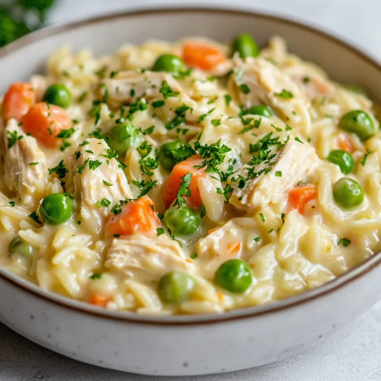Creamy Chicken Pot Pie Orzo Delight is an enticing twist on the classic comfort food we all know and love. This dish combines the rich, comforting flavors of chicken pot pie with the pleasant texture of orzo pasta, creating a satisfying meal that's perfect for any occasion. Ideal for chilly evenings or family dinners, this creamy concoction is sure to warm hearts and tummies alike.