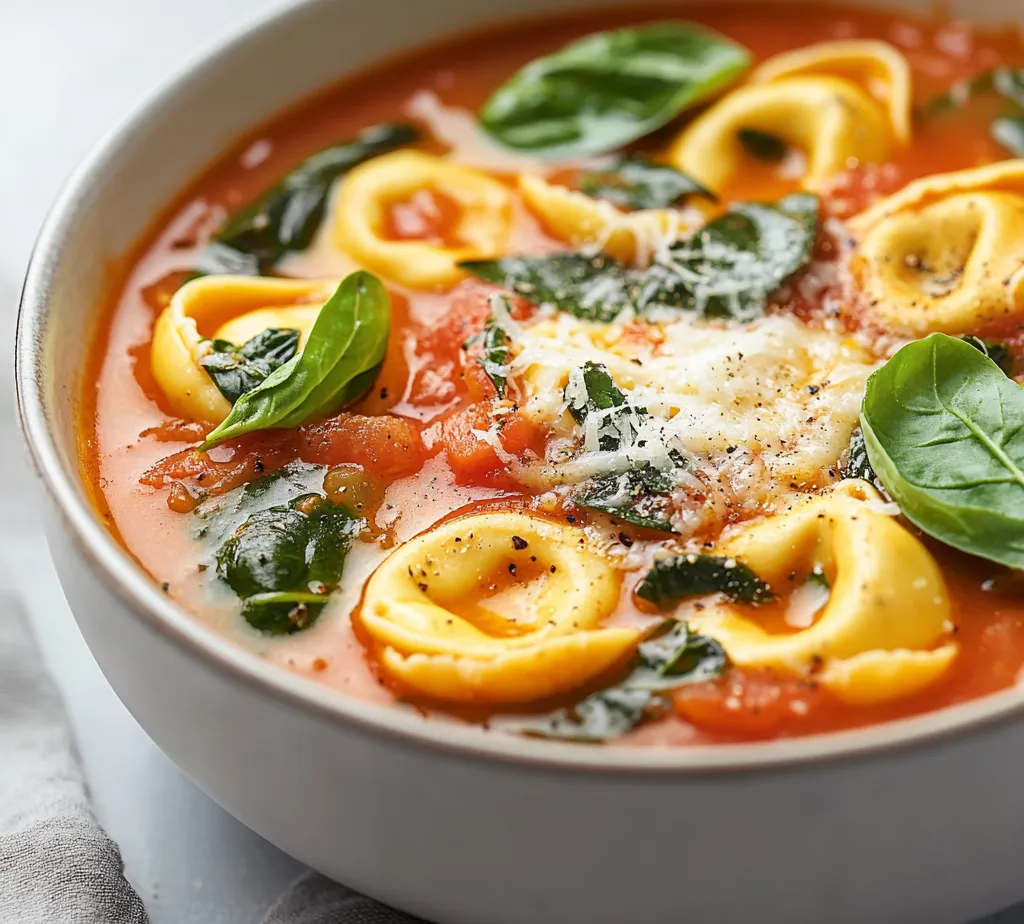 Exploring the warmth and comfort of a classic tomato soup, this Hearty Tomato Tortellini Soup Extravaganza elevates the traditional recipe into a delightful meal. Infused with the richness of crushed tomatoes, the earthiness of herbs, and the delicate texture of cheese tortellini, this soup is more than just a starter; it’s a hearty dish that can easily stand alone. The addition of fresh spinach not only enhances the flavor but also packs the dish with essential nutrients, making it a wholesome choice for any meal.
