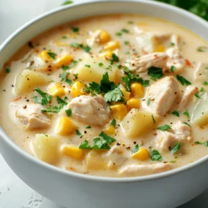 Chowder is a beloved dish characterized by its creamy texture and hearty ingredients, making it the epitome of comfort food. It's often enjoyed during chilly evenings or when seeking a warm, satisfying meal. The combination of ingredients creates a dish that is not only filling but also has a variety of flavors and textures that appeal to many palates. One particularly delightful variation of this classic dish is the creamy chicken corn chowder, which combines tender chicken, sweet corn, and rich cream for a mouthwatering experience.