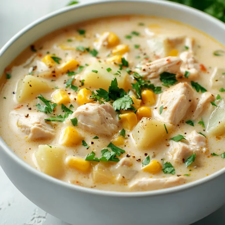 Chowder is a beloved dish characterized by its creamy texture and hearty ingredients, making it the epitome of comfort food. It's often enjoyed during chilly evenings or when seeking a warm, satisfying meal. The combination of ingredients creates a dish that is not only filling but also has a variety of flavors and textures that appeal to many palates. One particularly delightful variation of this classic dish is the creamy chicken corn chowder, which combines tender chicken, sweet corn, and rich cream for a mouthwatering experience.