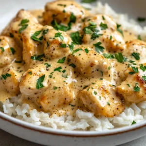 Lemon Garlic Chicken Scampi with Creamy Parmesan Rice is a delightful dish that perfectly balances protein and creamy carbs. This meal brings together tender chicken breast pieces sautéed in a flavorful lemon-garlic sauce, offering a zesty kick that stimulates the appetite. The incorporation of fresh herbs, particularly parsley, adds a vibrant touch, enhancing both color and flavor. This dish is not only visually appealing but also brimming with a medley of savory sensations.