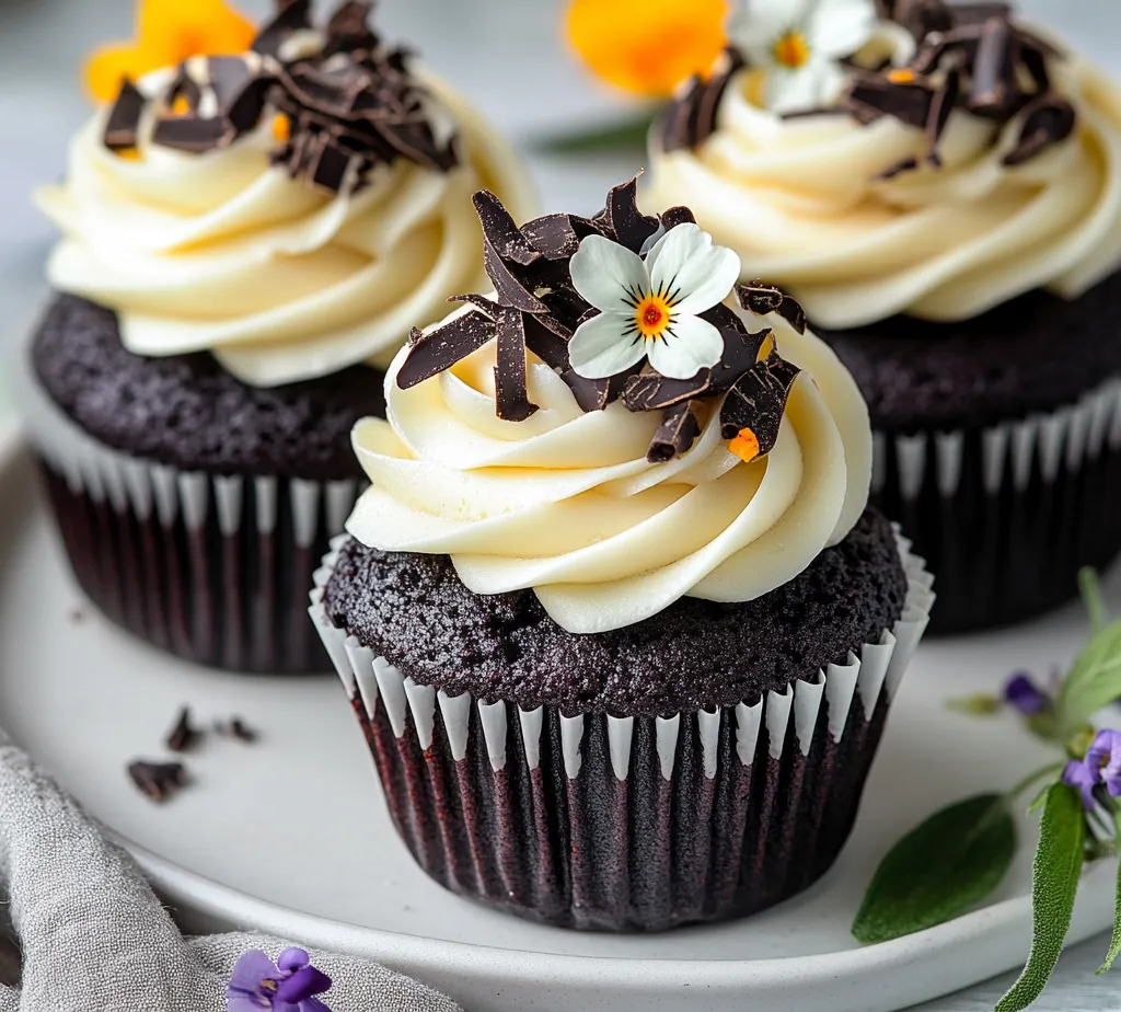 Velvet Noir Cupcakes are a decadent treat that combines the rich flavors of chocolate with a striking visual appeal. The allure of these cupcakes lies not only in their sumptuous taste but also in their deep, dark appearance achieved through the use of black food coloring. This unique aspect sets them apart from traditional chocolate cupcakes, making them a showstopper at any gathering. Whether you’re celebrating a special occasion or just treating yourself to something sweet, these cupcakes are sure to impress guests with both their flavor and aesthetic.