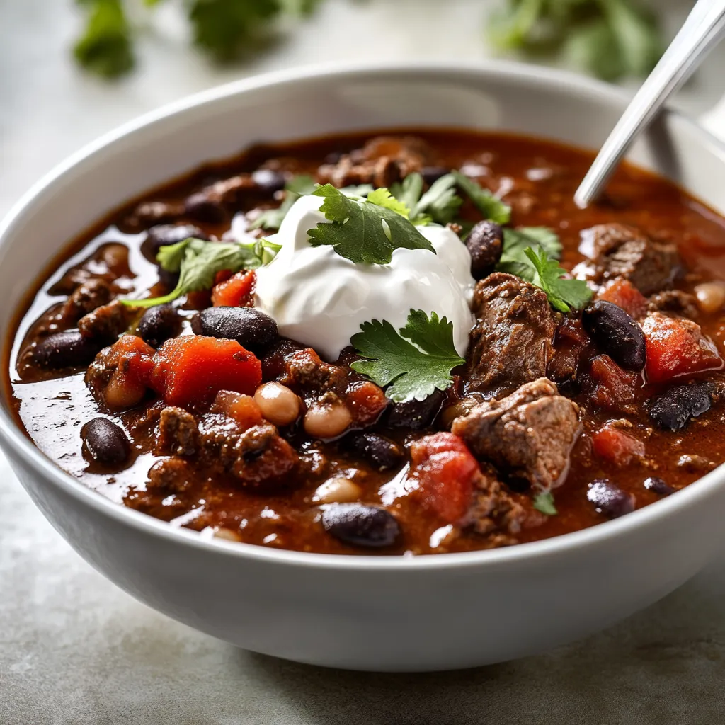 Hearty venison chili is a warming dish that combines rich, meaty flavors with a blend of vibrant vegetables and beans. This robust chili is perfect for those chilly evenings when you want something filling and comforting. The use of ground venison not only adds a unique flavor profile but also provides a leaner protein option compared to traditional ground beef. The blend of spices enhances the savory notes, creating a dish that is both satisfying and bursting with flavor.