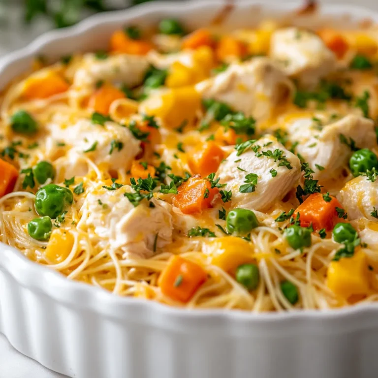 The Creamy Angel Chicken Bake Delight offers a harmonious blend of flavors and textures, perfect for a comforting family meal or a cozy gathering with friends. This dish brings together tender chicken, creamy sauces, and the delightful bite of angel hair pasta, making it a go-to recipe for anyone in search of simplicity and delicious taste. With the combination of succulent chicken breast and vibrant, frozen vegetables enveloped in a rich, umami-packed mushroom soup base, every bite is both satisfying and indulgent.