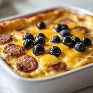 Heavenly Pancake Sausage Bake is a delightful dish that combines the fluffy goodness of pancakes with the savory flavor of breakfast sausage. This innovative recipe brings together the best of both worlds—sweet and savory ingredients that appeal to both kids and adults alike. With a rich pancake base layered with crumbled sausage and gooey cheddar cheese, this dish is perfect for brunch gatherings or a cozy family breakfast. The unique combination of flavors and textures makes this bake a satisfying and filling meal that will leave everyone asking for seconds.