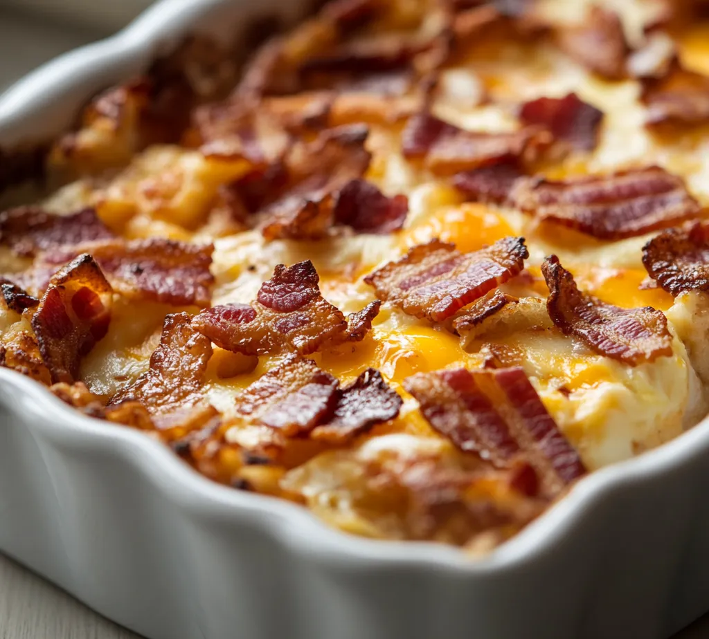 Explore the comfort of a Hearty Bacon, Egg, and Hashbrown Bake, a dish that epitomizes cozy meals shared with family or friends. This recipe combines savory bacon, fluffy eggs, and crispy hashbrowns, creating a hearty breakfast or brunch dish that's as satisfying as it is delicious. The layers of flavors meld beautifully in the oven, resulting in a bake that's just as perfect for a lazy weekend morning as it is for a festive holiday brunch. Imagine gathering around the table, each person savoring the rich aroma wafting from the oven, and the vibrant colors of your bake beckoning everyone to dig in.