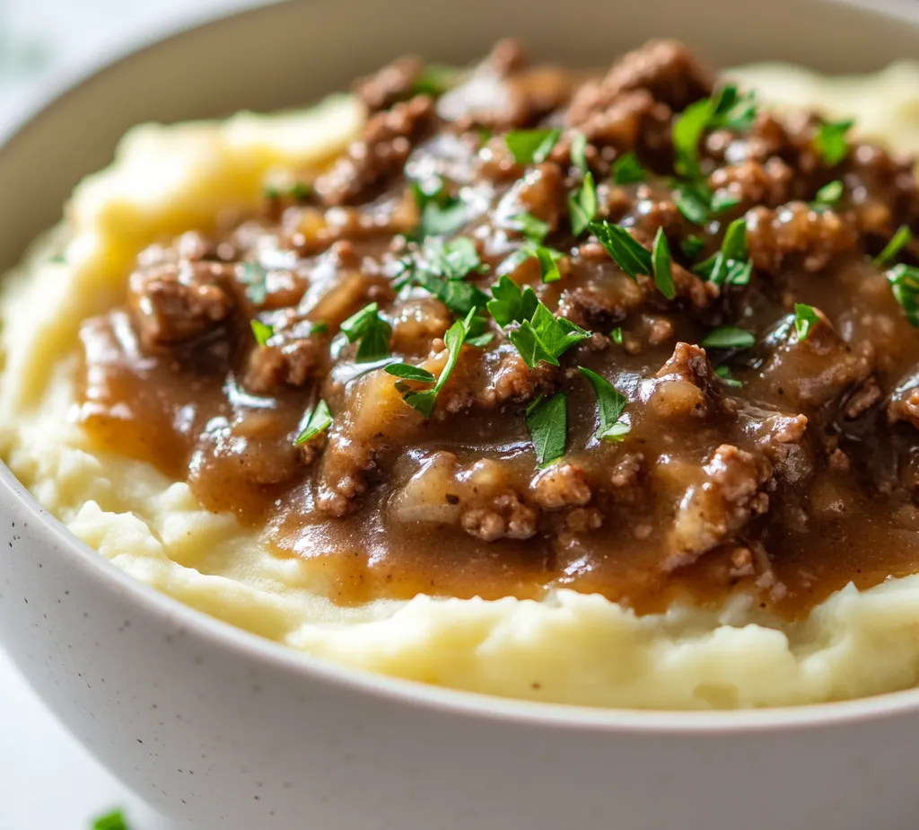 The enticing aroma of savory ground beef and rich gravy rising from the stovetop captivates the senses, making it a perfect dish for a comforting family meal. This recipe for Savory Ground Beef and Gravy Delight served over creamy mashed potatoes elevates classic comfort food to greater heights. With a balance of flavors and textures, this dish is not only satisfying but also quick to prepare, making it ideal for busy weeknight dinners.