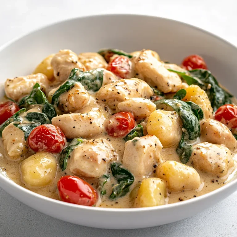 This One-Pan Creamy Garlic Chicken Gnocchi Delight is a rich and satisfying dish that seamlessly combines flavorful chicken, pillowy gnocchi, and vibrant vegetables. It's not just a meal; it's an experience characterized by the creamy sauce infused with garlic and herbs that elevate the dish to a comforting culinary delight. The combination of tender chicken and soft, chewy gnocchi makes for a unique texture, while the sauce ties everything together beautifully.