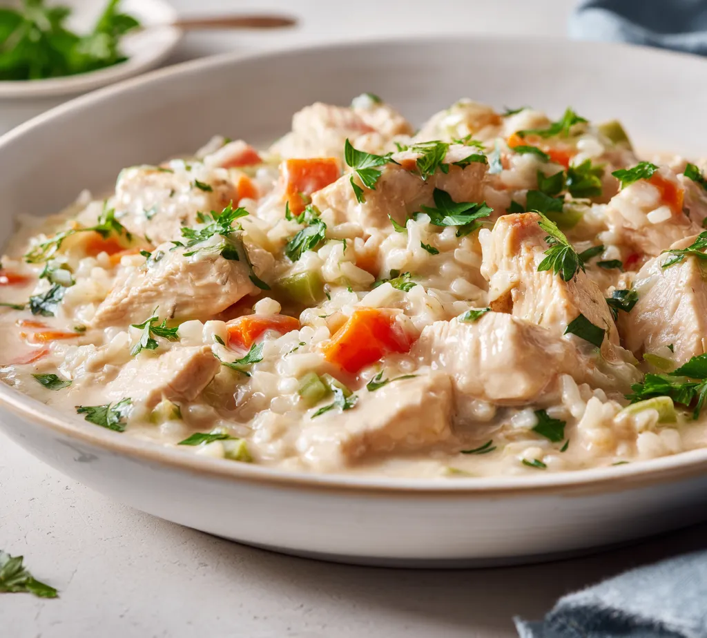 Creamy chicken and rice stew is the epitome of comfort food, combining tender chicken thighs, hearty vegetables, and creamy rice into one rich, satisfying dish. This wholesome stew offers a delicious medley of flavors and textures that warm the soul, making it an ideal choice for family dinners or any cozy evening. The beauty of this recipe lies not only in its delightful taste but also in its simplicity and ease of preparation, allowing even novice cooks to whip up a delightful meal with minimal fuss.