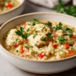 Creamy chicken and rice stew is the epitome of comfort food, combining tender chicken thighs, hearty vegetables, and creamy rice into one rich, satisfying dish. This wholesome stew offers a delicious medley of flavors and textures that warm the soul, making it an ideal choice for family dinners or any cozy evening. The beauty of this recipe lies not only in its delightful taste but also in its simplicity and ease of preparation, allowing even novice cooks to whip up a delightful meal with minimal fuss.