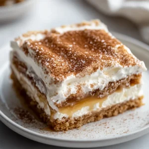 The Churro Cinnamon Sugar Icebox Cake combines the indulgent flavors of churros with the creamy texture of an icebox cake, making it a perfect dessert for any occasion. This no-bake treat is not only easy to prepare but also delivers a delightful balance of sweetness and spice that will leave your taste buds dancing. Layers of graham cracker crust, fluffy cinnamon-infused whipped cream, and rich dulce de leche come together to create a dessert that is both visually appealing and incredibly satisfying.