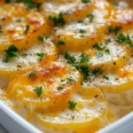 Savory Cheesy Scalloped Potatoes is a dish that embodies comfort food at its finest. With layers of thinly sliced russet potatoes enveloped in a rich, creamy mixture, this recipe is nothing short of a family favorite. As the potatoes bake, they absorb the flavors of sharp cheddar cheese, heavy cream, and aromatic garlic and onion, resulting in a delightful harmony of taste and texture. The final touch of a golden, bubbly topping adds an irresistible allure that will have everyone reaching for seconds.