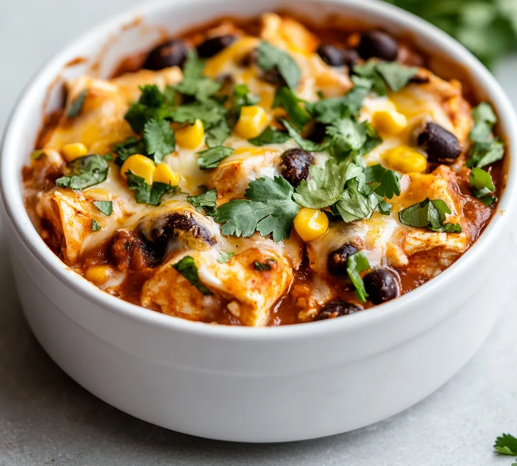 The Chicken Black Bean Enchilada Skillet Delight is a quick and satisfying dish that embodies the vibrant flavors of Mexican cuisine. This one-pan meal combines tender chicken, hearty black beans, fresh vegetables, and gooey cheese, all simmered together in a rich enchilada sauce. Perfect for busy weeknight dinners, this recipe not only saves time but also brings a burst of flavor to the table, making it a family favorite. It showcases a blend of textures and tastes that come together harmoniously, proving that wholesome meals can be both easy and delightful.