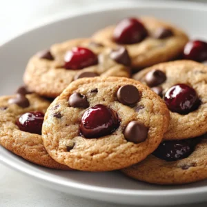 Cherry Chocolate Chip Cookies are a delightful fusion of flavors that bring together the richness of semi-sweet chocolate chips and the sweet-tartness of maraschino cherries. This recipe offers a quick and simple way to indulge in homemade cookies that are not just ordinary, but a true treat for the senses. With a tender, chewy texture and a burst of fruity flavor in every bite, these cookies are bound to delight the palates of family and friends.