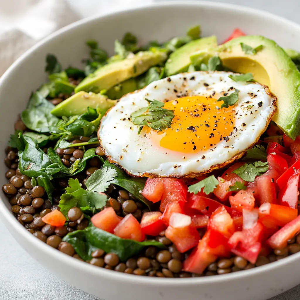 The Savory Lentil Breakfast Bowl is a nourishing and flavorful dish that exemplifies the beauty of a wholesome breakfast. Packed with protein-rich lentils, vibrant vegetables, and creamy avocado, this breakfast bowl is not only easy to make but also adjustable to personal taste preference. The richness of the eggs combined with the earthy flavors of lentils creates a delightful balance that will energize your morning.