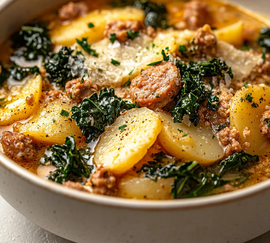 Delve into a bowl of comfort with Savory Zuppa Toscana Bliss, a hearty soup that beautifully blends flavors and textures. This Italian-inspired dish is perfect for chilly evenings, providing warmth and satisfaction in every spoonful. The combination of savory sausage, tender potatoes, vibrant kale, and a cream-rich broth makes this recipe perfect for family gatherings or even a soothing solo dinner, capturing the essence of Italian cuisine.