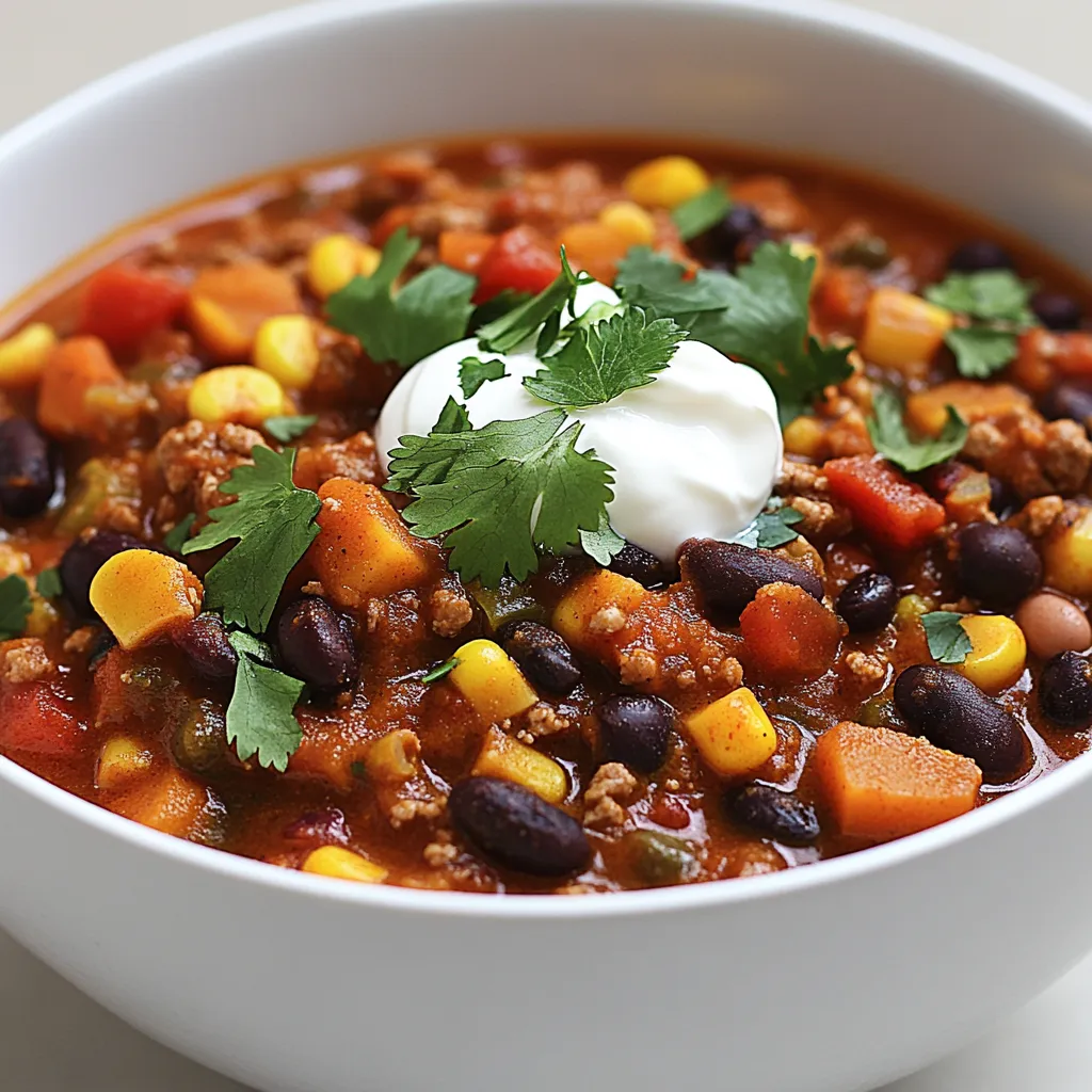 The comforting warmth of a hearty chili is a beloved staple during the cooler months, and this Pumpkin Chili Delight brings a unique twist to the classic dish. Incorporating the rich flavors of pumpkin and an array of beans, this recipe is not only delicious but also nutritious. With its vibrant color and complex flavors, this chili is perfect for gatherings or a cozy night in, making it ideal for family dinners or casual get-togethers. This vegetarian option promises to satisfy even the heartiest of appetites.