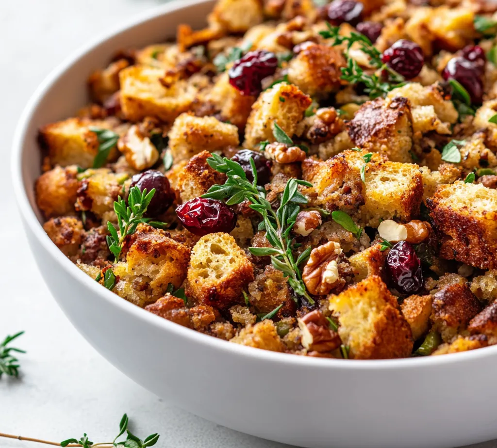 Delve into the heart of festive culinary traditions with a delightful Savory Thanksgiving Sourdough Stuffing. This dish epitomizes warmth and comfort, serving as an essential side that elevates your Thanksgiving feast to new heights. The perfect blend of rich flavors and cozy textures, this stuffing recipe marries rustic sourdough bread with an aromatic medley of vegetables and fresh herbs, bringing a cherished highlight to the holiday season.