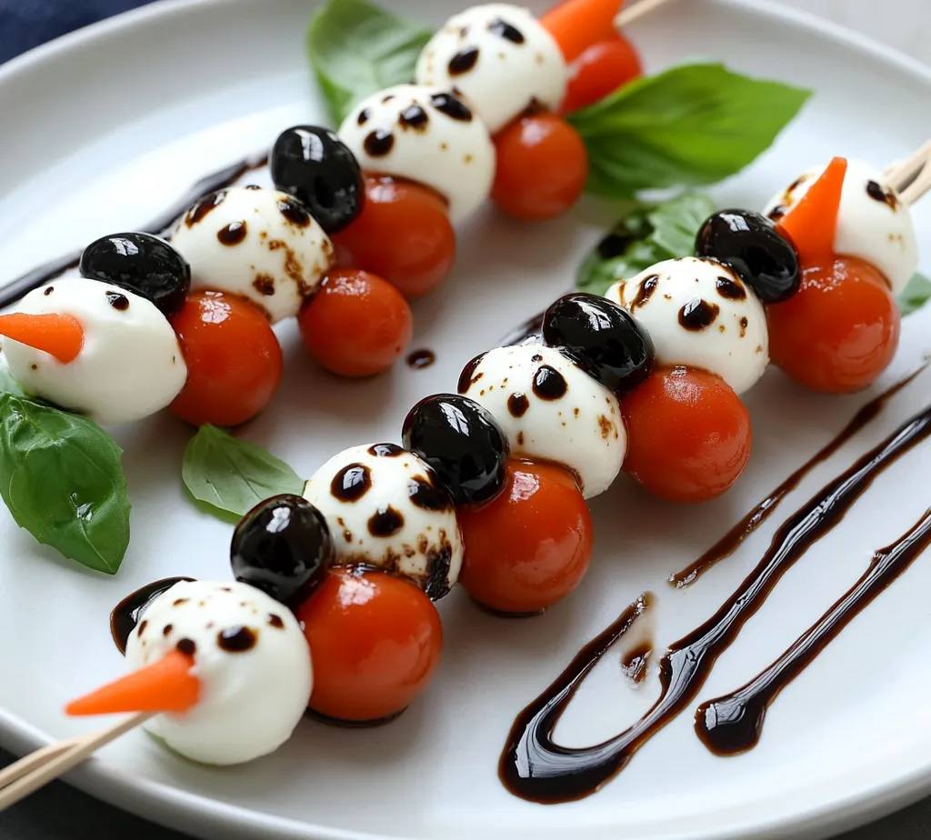 A festive gathering calls for delightful appetizers that not only please the palate but also captivate the eyes. Snowman Caprese Skewers are the perfect balance of flavor and whimsy, making them an ideal addition to your holiday celebration. In just a few minutes, you can create these charming skewers that are sure to impress your guests. The combination of fresh ingredients like cherry tomatoes, mozzarella, and basil, arranged to resemble cheerful snowmen, guarantees that this appetizer will be a hit on any holiday table, sparking joy and conversation among family and friends.