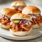 BBQ Pulled Chicken Sliders are a delightful and satisfying dish that combines tender, shredded chicken simmered in a rich BBQ sauce, all served up in bite-sized, fluffy buns. This recipe is not just about the flavors; it's also about the joyful experience that comes with crafting and sharing these sliders. The tender chicken is seasoned with a variety of spices, adding depth and warmth to every bite. With gooey BBQ sauce enveloping the meat and the crunchy coleslaw topping, each slider is a symphony of textures and tastes.